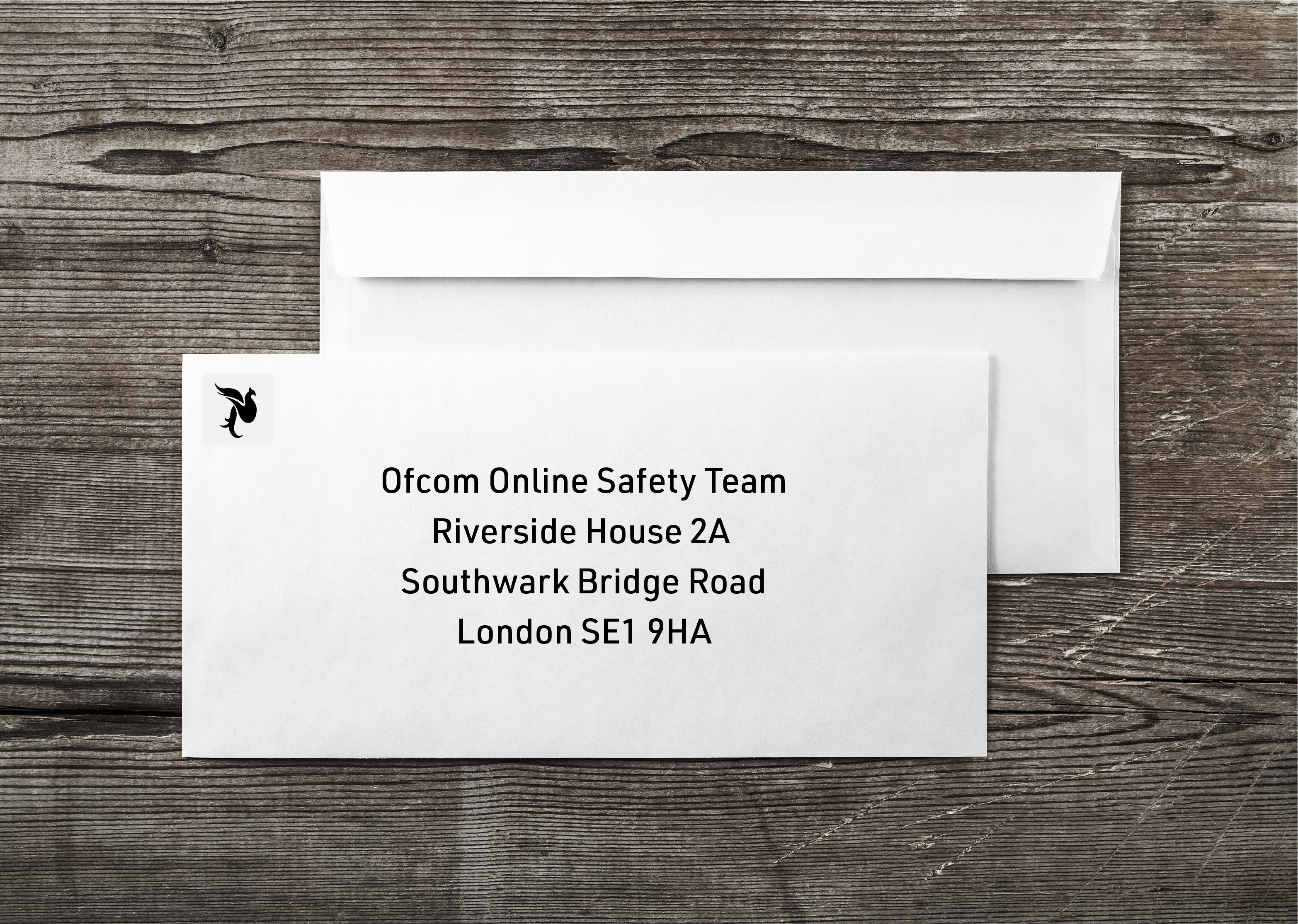 An envelope addressed to "Ofcom Online Safety Team"